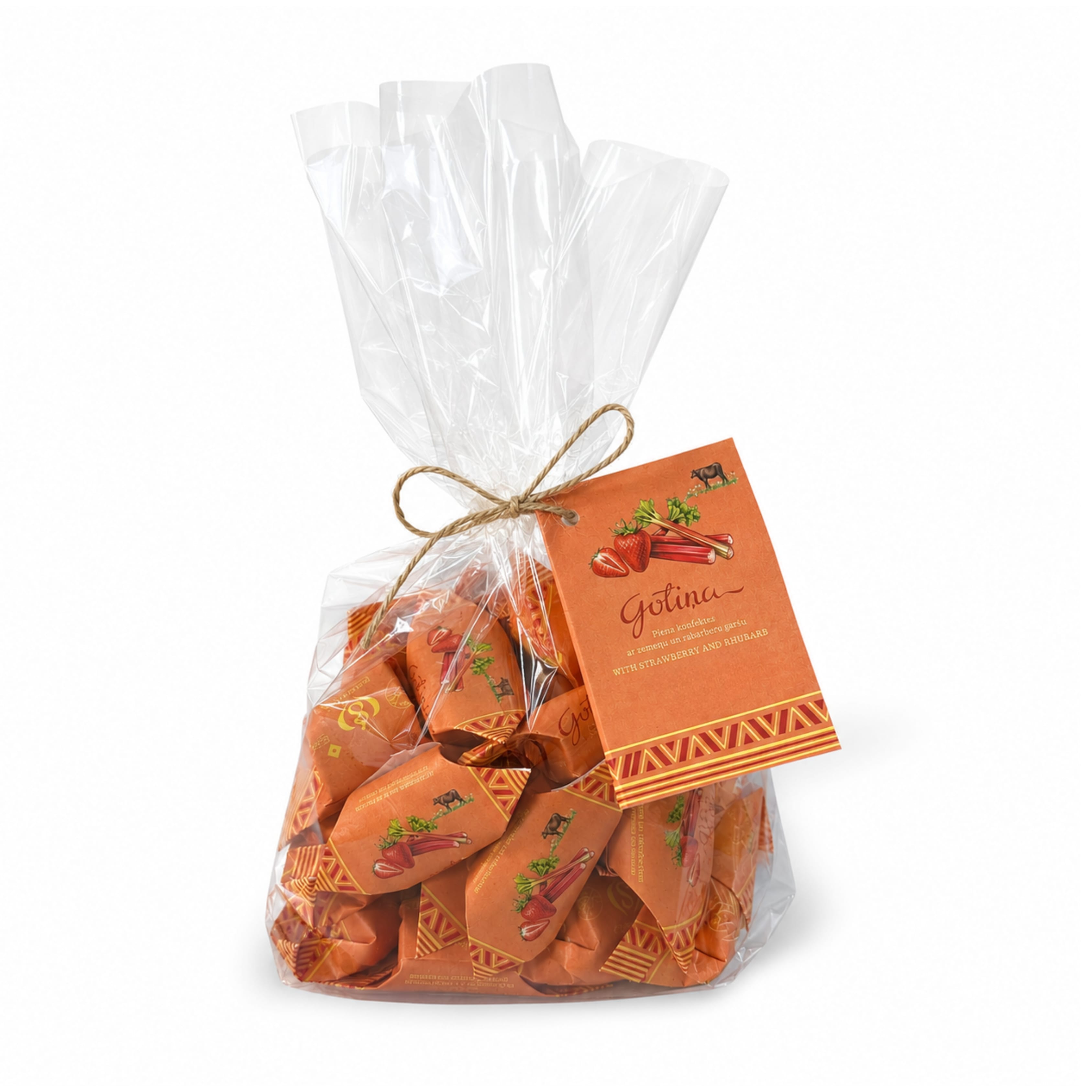 Konfektes "Gotiņa" ar zemenēm un rabarberiem, 500g